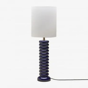 Boreto 75 Cm Keramiek En Linnen Tafellamp Marine Blauw - Sklum