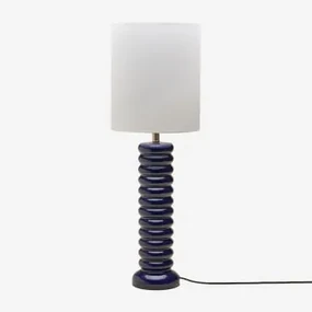 Boreto 75 Cm Keramiek En Linnen Tafellamp Marine Blauw - Sklum