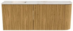 Mondiaz Joya DLux 100cm toiletmeubel ronding rechts oak met wastafel faye links 1 kraangat frappe