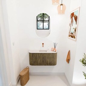 Mondiaz Joya DLux 85cm toiletmeubel ronding links/rechts dusk met wastafel faye midden zonder kraangat meli