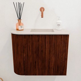 Mondiaz Joya DLux 50cm toiletmeubel ronding links ruby met wastafel faye rechts zonder kraangat meli