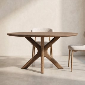 Kruispotige Eettafel Walnoot - 150 X 150cm.
