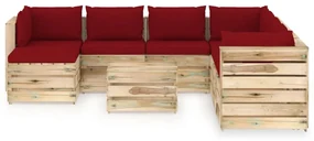 vidaXL 9-delige Loungeset met kussens groen geïmpregneerd hout