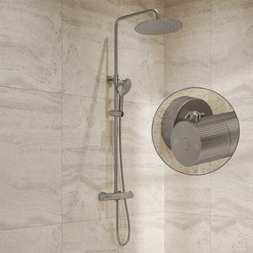 Saniclear Evolution Stripes opbouw regendouche RVS met 30cm hoofddouche en 2 standen handdouche