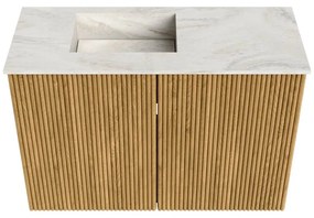 Mondiaz Joya DLux 60cm toiletmeubel oak met wastafel faye links zonder kraangat ostra