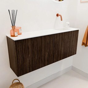 Mondiaz Joya 100cm toiletmeubel walnut met wastafel faye rechts zonder kraangat talc