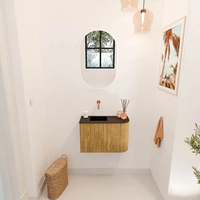 Mondiaz Joya 60cm toiletmeubel ronding rechts oak met wastafel faye links zonder kraangat urban