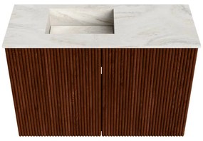 Mondiaz Joya DLux 60cm toiletmeubel ruby met wastafel faye links 1 kraangat ostra