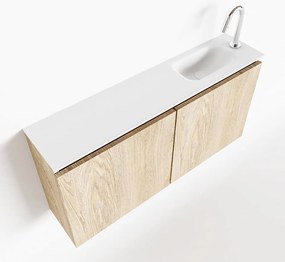 Mondiaz Ture 100cm toiletmeubel washed oak met wastafel talc rechts 1 kraangat