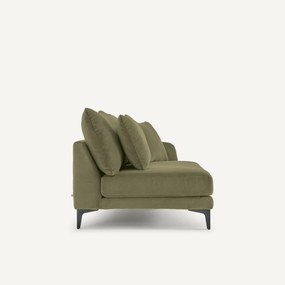 Halve bank in stone-kleurig fluweel, 2-zit, MODERNISTE