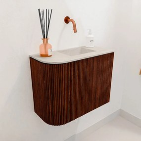 Mondiaz Joya DLux 50cm toiletmeubel ronding links ruby met wastafel faye rechts zonder kraangat ostra