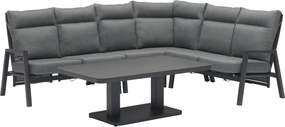 Caribbean verstelbare hoek loungeset 5 delig aluminium antraciet