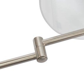 Stoffen Wandlamp staal met witte kap en verstelbare arm - Ladas Deluxe Modern E27 rond Binnenverlichting Lamp