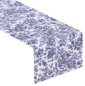 Dekoria Rechthoekige tafelloper, wit-blauw, 40 x 130 cm