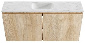 Mondiaz Ture DLux toiletmeubel 100cm washed oak met wastafel opalo midden met kraangat