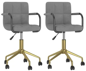 vidaXL Eetkamerstoelen draaibaar 2 st fluweel lichtgrijs