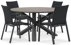Tuinset Ronde Tuintafel 4 personen 125 cm Aluminium Grijs  Osmen Joliet/Ancona