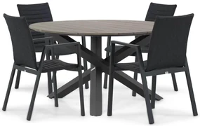 Tuinset Ronde Tuintafel 4 personen 125 cm Aluminium Grijs Osmen Joliet/Ancona