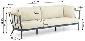 Stoel en Bank Loungeset 5 personen Aluminium/Teak Grijs  Apple Bee Condor
