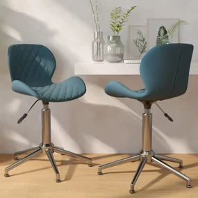 vidaXL Eetkamerstoelen draaibaar 2 st fluweel blauw