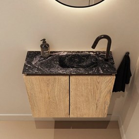 Mondiaz Ture DLux toiletmeubel 60cm washed oak met wastafel lava rechts met kraangat