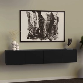 Hangend Tv-meubel Zwart 194 Cm - 194x35.5x35cm.