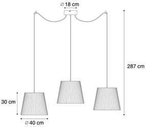 Buiten hanglamp zwart met beige kappen van touw 3-lichts IP44 - CavaJapandi Minimalistisch E27 IP44 Buitenverlichting rond