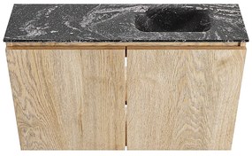 Mondiaz Ture DLux toiletmeubel 80cm washed oak met wastafel lava rechts met kraangat