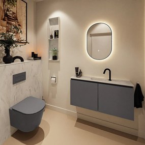 Mondiaz Ture DLux toiletmeubel 100cm dark grey met wastafel opalo midden met kraangat