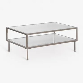 Rechthoekige Salontafel Van Staal En Glas Paoline Grijs – Chroom - Sklum