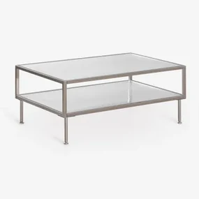Rechthoekige Salontafel Van Staal En Glas Paoline Grijs – Chroom - Sklum