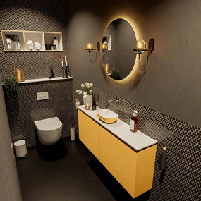 Mondiaz Fowy toiletmeubel 120cm ocher met gele waskom midden zonder kraangat