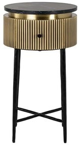 Richmond Interiors Ironville Gouden Nachtkastje Met Ribbels - 40x40x70.5cm.