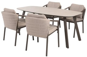 Taste by 4 Seasons Barolo tuinset terre met Manolo tafel met geprint keramisch blad 180 cm SALE Tuinset bruin weerbestendig