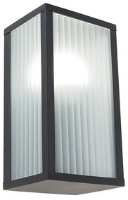 Smart buiten wandlamp zwart met ribbel glas incl. Wifi A60 - Charlois