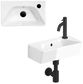 Clou InBe Fonteinset - 40.5x22.5x11cm - met kraan - met waste - met sifon - wit keramiek - mat zwart IB/03.03095.21