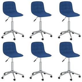 vidaXL Eetkamerstoelen draaibaar 6 st stof blauw