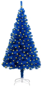 vidaXL Kunstkerstboom met LED's en standaard 150 cm PVC blauw