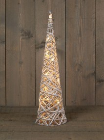 Anna's Collection - Verlichte jute kegelvormige boom met glitter - H60 cm - 15 warm witte ledlampjes