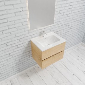 Zaro Malaga badkamermeubel 60cm licht eiken 1 kraangat met 2 lades