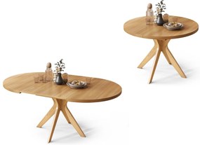 RENZO Natuurlijk Eiken - RONDE HOUTEN TAFEL Ø110 UITKLAPBAAR TOT 180 cm | VOOR DE KEUKEN EETKAMER WOONKAMER RETRO