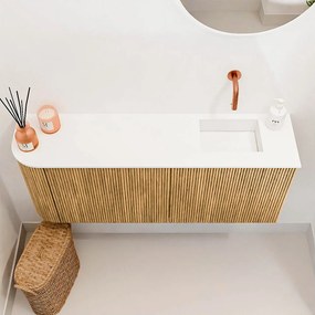 Mondiaz Joya 100cm toiletmeubel ronding links oak met wastafel faye rechts zonder kraangat talc