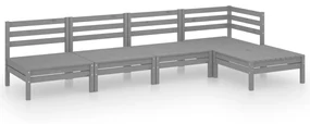 vidaXL 5-delige Loungeset massief grenenhout grijs