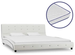 vidaXL Bed met traagschuim matras kunstleer wit 160x200 cm