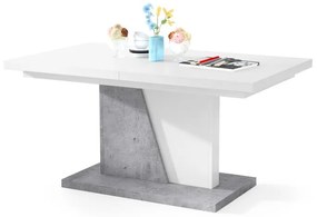 NOIR wit / beton, uitschuifbare salontafel