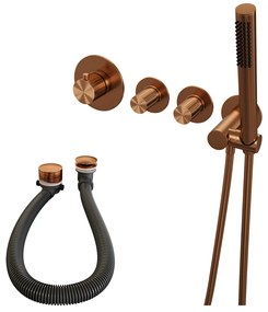 Brauer Stripe inbouw badkraan met badvulcombinatie en staafhanddouche koper geborsteld PVD