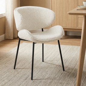 Boucle Eetkamerstoel Ronde Rug Beige