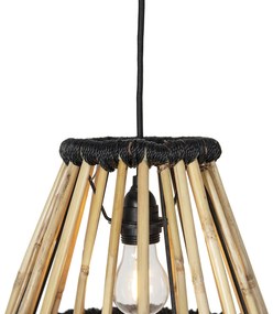 Oosterse hanglamp bamboe met zwart 32 cm - Evalin