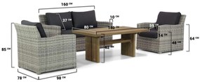 Stoel en Bank Loungeset 4 personen Wicker Grijs  Garden Collections Giardino/Brighton