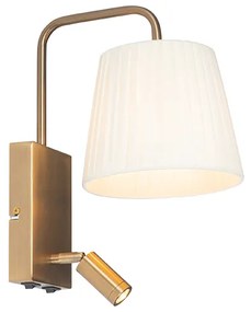 Moderne wandlamp wit en brons met leeslamp - Renier